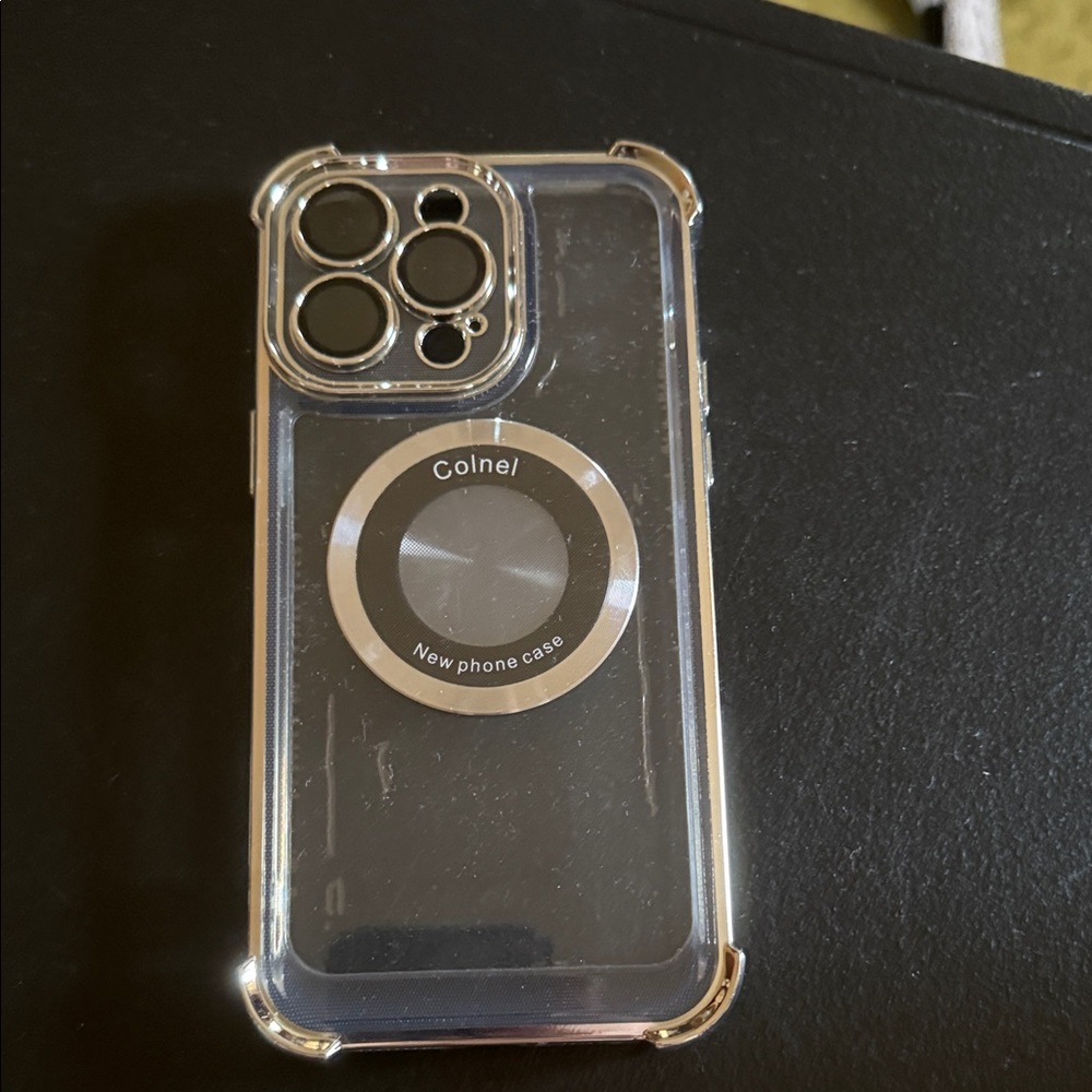Clear Phone Case with Silver Accents 14 PRO MAX